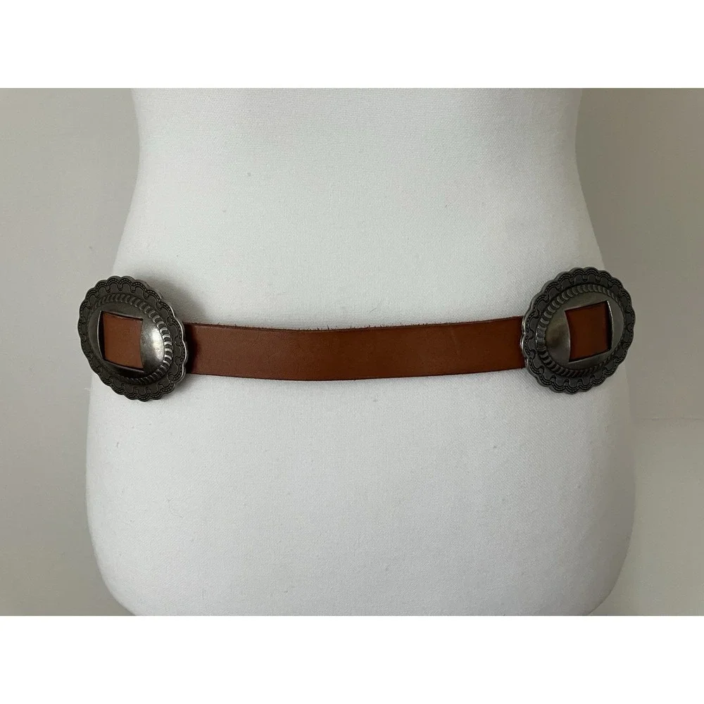 American Living Leather Western Concho Belt Size Medium Boho Cowgirl